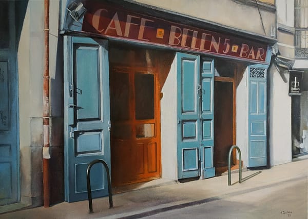 Madrid Cafe Belen. 50x70 cms Oleo lienzo 2020 scaled