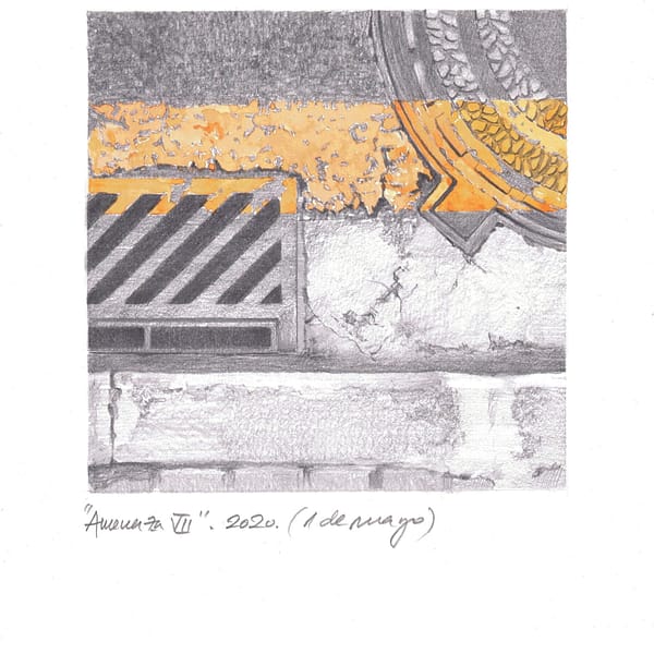 Obra de Arte de Miguel González Frade Amenaza 7, 2020 acuarela y grafito papel 28,5x21 (15x15 dibujo)